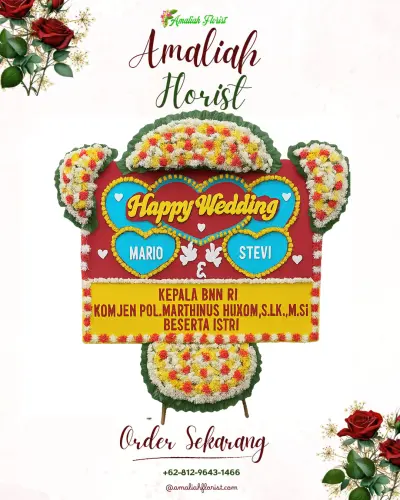 Karangan Papan Bunga Pernikahan di Traji